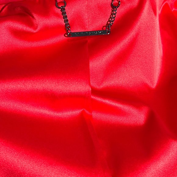 Tahari Red Patent Faux Vegan Leather Trucker Jacket Size Med - Picture 7 of 10